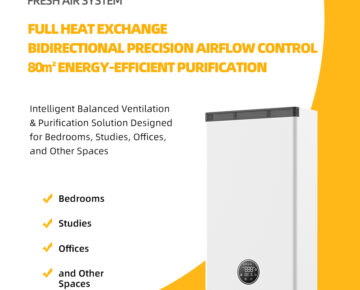 G40 Bidirectional Flow Wall Mounted Fresh air System for 80㎡ room Ventilation
