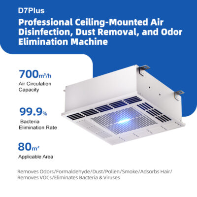D7 Plus Ceiling-mounted HEPA Filter Air Purifier for Hospitals Nursing Homes UV Sterilization & Deodorization