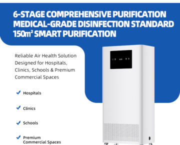 Large Air Volume Big Room Smart Control HEPA Filter UV-C Sterilization Air Purifier for Hospital Gymnasium ROHS Certified